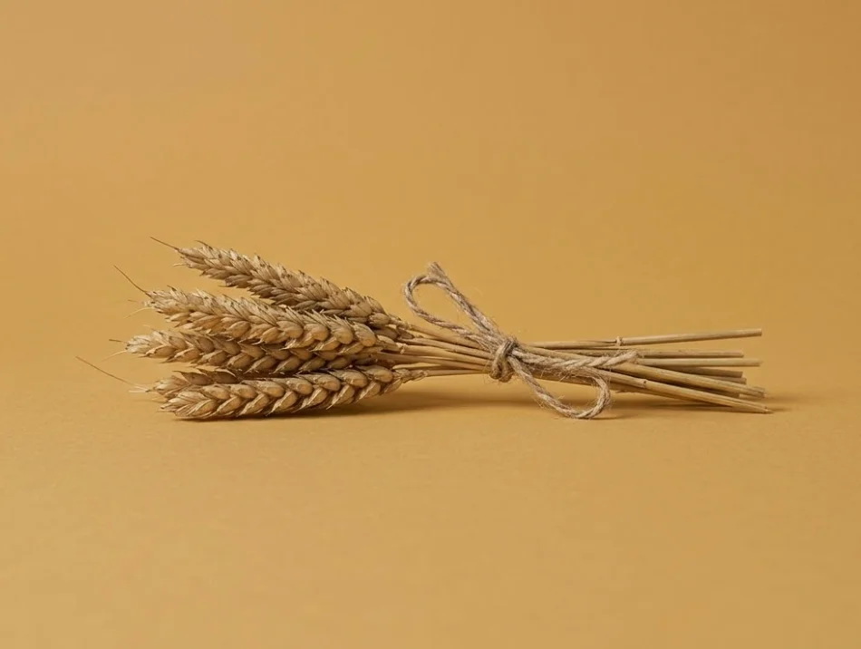 A bundled sheaf of wheat tied with twine